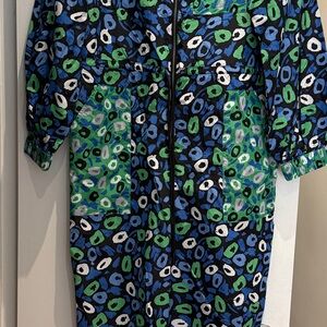 Diane Von Furstenberg Blue and Green Patterned Jumpsuit
